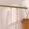 Wholesale Simple Geometric Stainless Steel 18K Gold Plated Women's Earrings Jewelry Long Melon Seed Chain