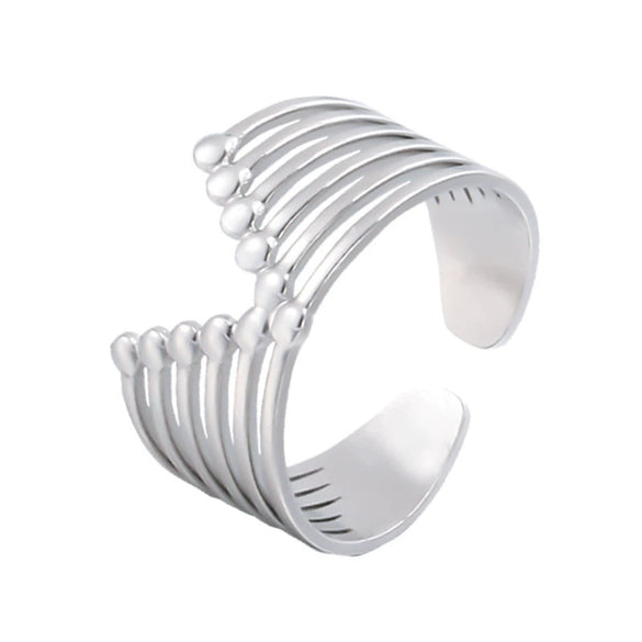 Wholesale Simple Geometric Stainless Steel Open Ring For Women With Electroplating Treatment