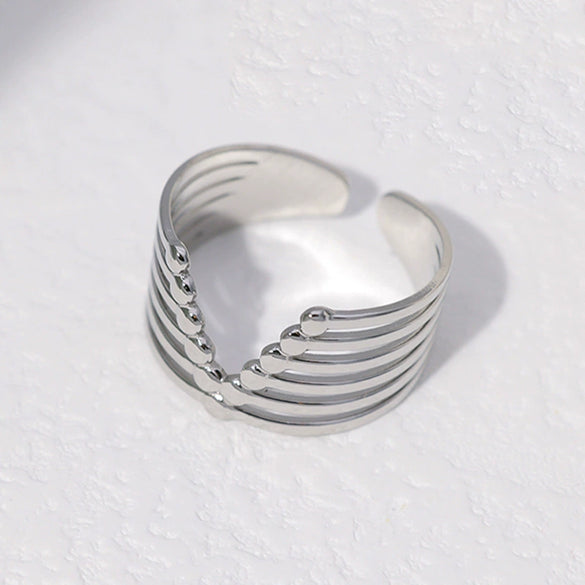 Wholesale Simple Geometric Stainless Steel Open Ring For Women With Electroplating Treatment