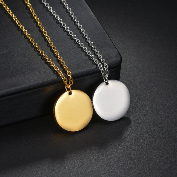 Wholesale Simple Geometric Stainless Steel Pendant Necklace With Laser Logo And Electroplating Treatment