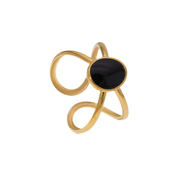 Wholesale Simple Geometric Stainless Steel Ring For Women With 18K Gold Plated Electroplating