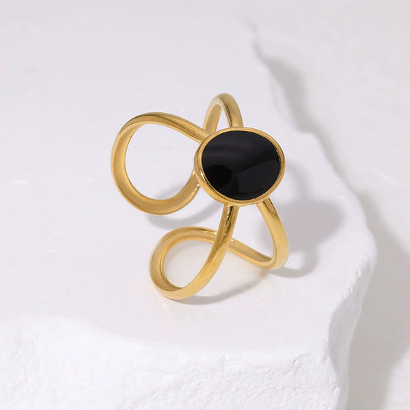 Wholesale Simple Geometric Stainless Steel Ring For Women With 18K Gold Plated Electroplating