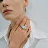 Wholesale Simple Geometric Stainless Steel Twofinger Ring With 18K Gold Electroplating For Women