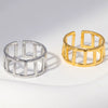Wholesale Simple Geometric Stainless Steel Women's Open Rings With 18K Real Gold Electroplating