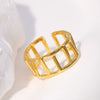 Wholesale Simple Geometric Stainless Steel Women's Open Rings With 18K Real Gold Electroplating