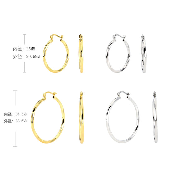 Wholesale Simple Geometric 925 Sterling Silver Hollow Tube Hoop Earrings With Lace Twist Texture Electroplated For Women