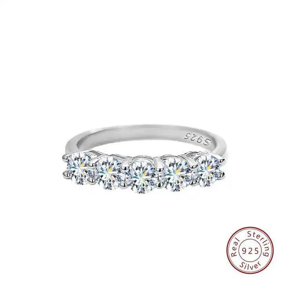 Wholesale Simple Geometric Sterling Silver Ring With Moissanite For Women Electroplated