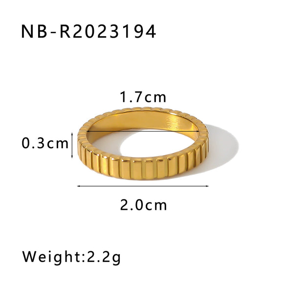 Wholesale Simple Geometric Style 18K Real Gold Plated Stainless Steel Fashion Ring For Women