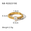 Wholesale Simple Geometric Style 18K Real Gold Plated Stainless Steel Fashion Ring For Women