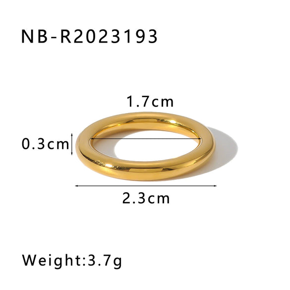 Wholesale Simple Geometric Style 18K Real Gold Plated Stainless Steel Fashion Ring For Women