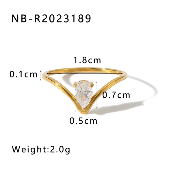 Wholesale Simple Geometric Style 18K Real Gold Plated Stainless Steel Fashion Ring For Women