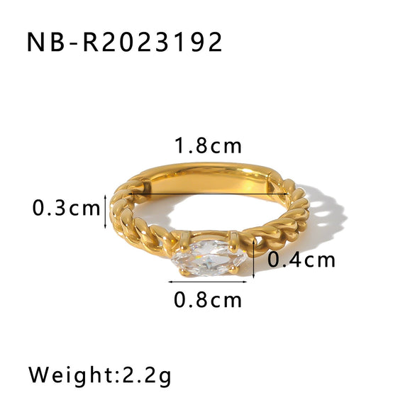 Wholesale Simple Geometric Style 18K Real Gold Plated Stainless Steel Fashion Ring For Women