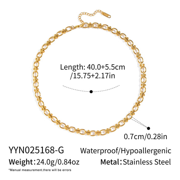 Wholesale Simple Geometric Texture Titanium Steel Chain Necklace For Girls With Pvd Vacuum Real Gold Electroplating