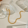 Wholesale Simple Geometric Texture Titanium Steel Chain Necklace For Girls With Pvd Vacuum Real Gold Electroplating