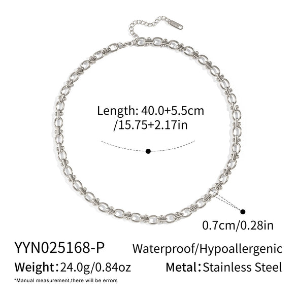 Wholesale Simple Geometric Texture Titanium Steel Chain Necklace For Girls With Pvd Vacuum Real Gold Electroplating
