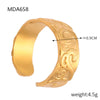 Wholesale Simple Geometric Texture Titanium Steel Gold Plated Wide Open Ring For Unisex