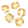 Wholesale Simple Geometric Texture Titanium Steel Gold Plated Wide Open Ring For Unisex