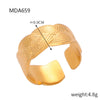 Wholesale Simple Geometric Texture Titanium Steel Gold Plated Wide Open Ring For Unisex