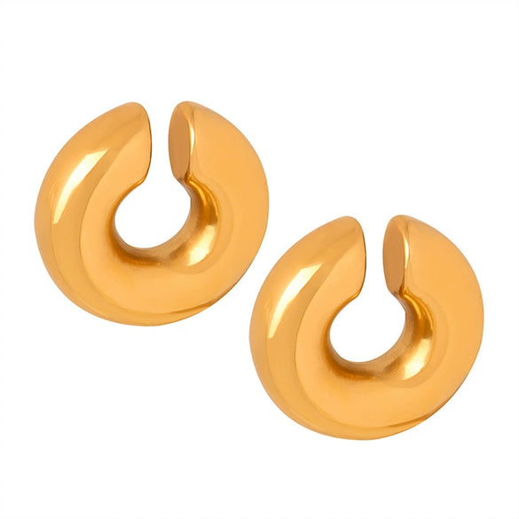 Wholesale Simple Geometric Titanium Steel Ear Clip Earrings For Women With Electroplating Treatment