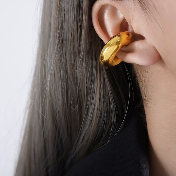 Wholesale Simple Geometric Titanium Steel Ear Clip Earrings For Women With Electroplating Treatment