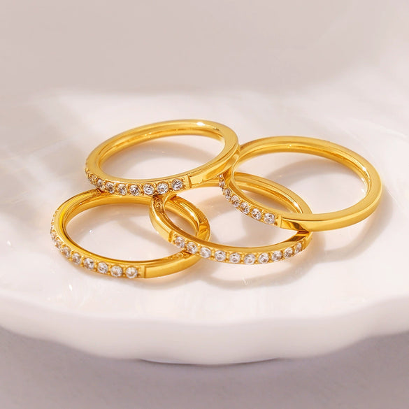 Wholesale Simple Geometric 316L Stainless Steel 18K Gold Plated Pvd Ring For Women