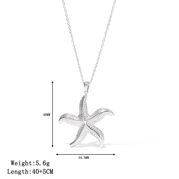 Wholesale Simple Geometric Titanium Steel Starfish Pendant Necklace With Electroplating For Women
