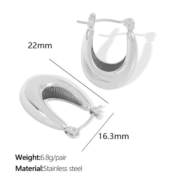 Wholesale Simple Geometric 316L Stainless Steel Thick Cylindrical Hollow Electroplated Women's Earrings Jewelry