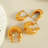 Wholesale Simple Geometric 316L Stainless Steel Thick Cylindrical Hollow Electroplated Women's Earrings Jewelry