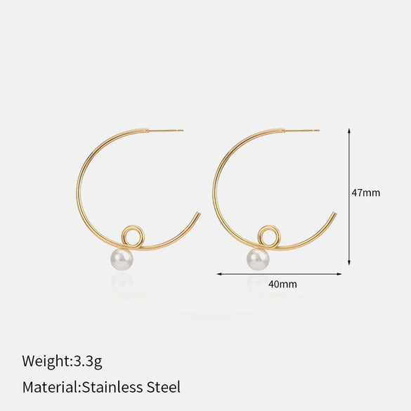 Wholesale Simple Geometric Twisted Cshaped Goldplated Stainless Steel Earrings For Girls