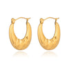 Wholesale Simple Geometric Ushaped Plaid Stainless Steel Earrings With Pvd Furnace Vacuum Real Gold Plating For Women