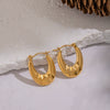 Wholesale Simple Geometric Ushaped Plaid Stainless Steel Earrings With Pvd Furnace Vacuum Real Gold Plating For Women