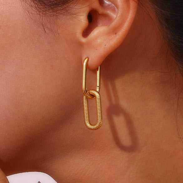 Wholesale Simple Geometric Ushaped Stainless Steel 18K Gold Plated Earrings For Women