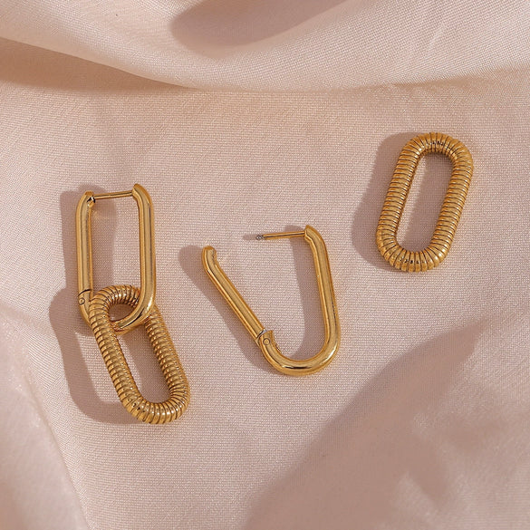Wholesale Simple Geometric Ushaped Stainless Steel 18K Gold Plated Earrings For Women
