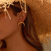 Wholesale Simple Geometric Ushaped Stainless Steel 18K Gold Plated Moon Horn Earrings