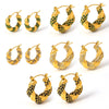 Wholesale Simple Geometric Ushaped 316L Stainless Steel Inlaid Zircon Electroplated Twist Earrings For Women