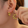 Wholesale Simple Geometric Ushaped 316L Stainless Steel Inlaid Zircon Electroplated Twist Earrings For Women