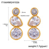 Wholesale Simple Geometric Water Drops Inlaid Zircon Stainless Steel Electroplated 18K Gold Antiallergy Women's Earrings