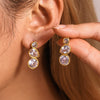Wholesale Simple Geometric Water Drops Inlaid Zircon Stainless Steel Electroplated 18K Gold Antiallergy Women's Earrings