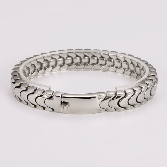 Wholesale Simple Geometric Wave Shape Electroplated Stainless Steel Magnetic Men's Bracelet