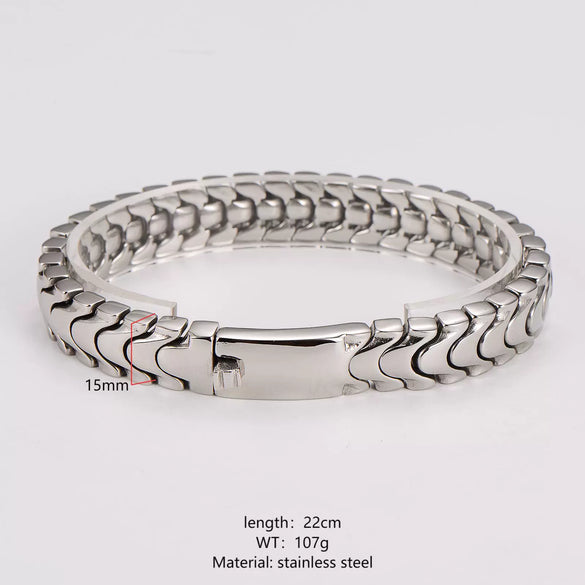 Wholesale Simple Geometric Wave Shape Electroplated Stainless Steel Magnetic Men's Bracelet