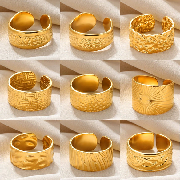 Wholesale Simple Geometric Widesided Stainless Steel Electroplated Ring For Men And Women Couples