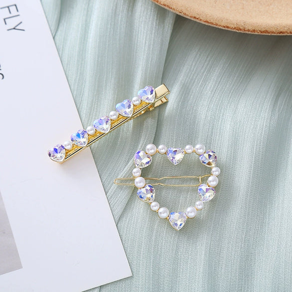 Wholesale Simple Geometric Zircon Pearl Handmade Hairpin Women's Hair Accessories