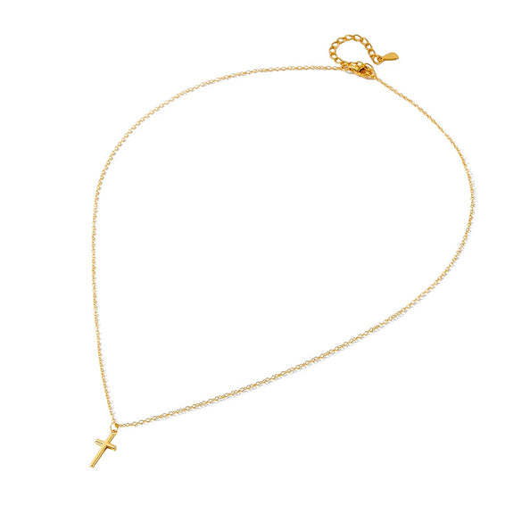 Wholesale Simple Glossy Threedimensional Diamond Inlaid Cross Sterling Silver Necklace For Women