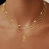 Wholesale Simple Glossy Threedimensional Diamond Inlaid Cross Sterling Silver Necklace For Women