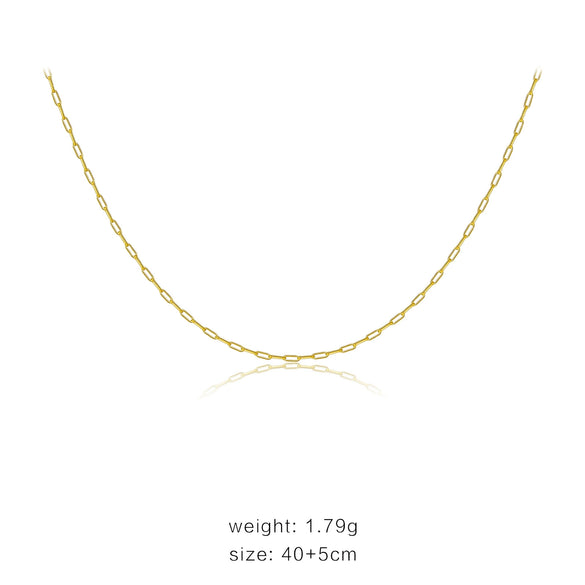 Wholesale Simple Gold Stacked Belt All Match 925 Sterling Silver Gold Plated Clavicle Necklace With Geometric Style