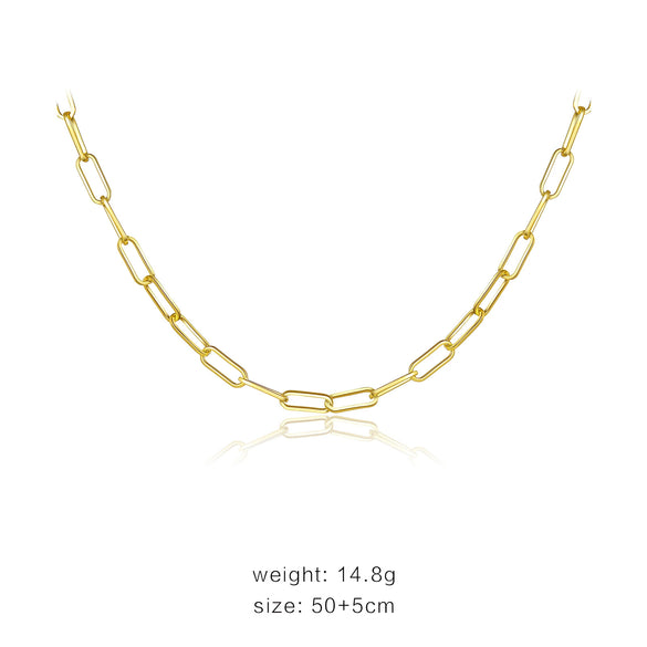 Wholesale Simple Gold Stacked Belt All Match 925 Sterling Silver Gold Plated Clavicle Necklace With Geometric Style