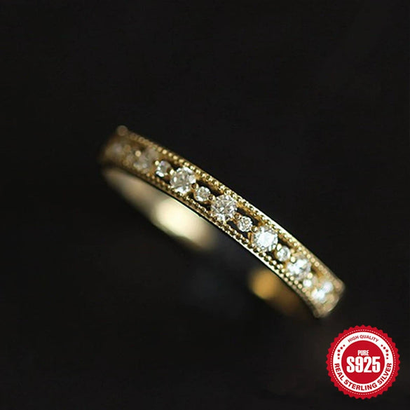 Wholesale Simple Goldplated S925 Sterling Silver Ring With Exquisite Hollow Retro Design And Geometric Style For Women Electroplated