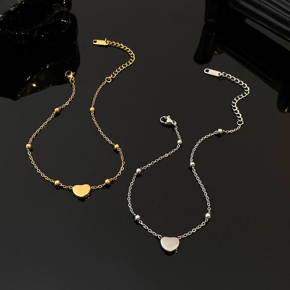 Wholesale Simple Heart Pattern Stainless Steel Women's Anklet