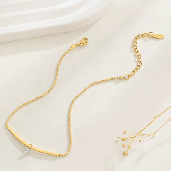 Wholesale Simple Heart Shape Stainless Steel Geometric Anklet For Women