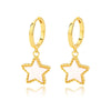 Wholesale Simple Heart Shaped Copper Earrings With 18K Gold Plated Zircon And Five Pointed Star Design Electroplated